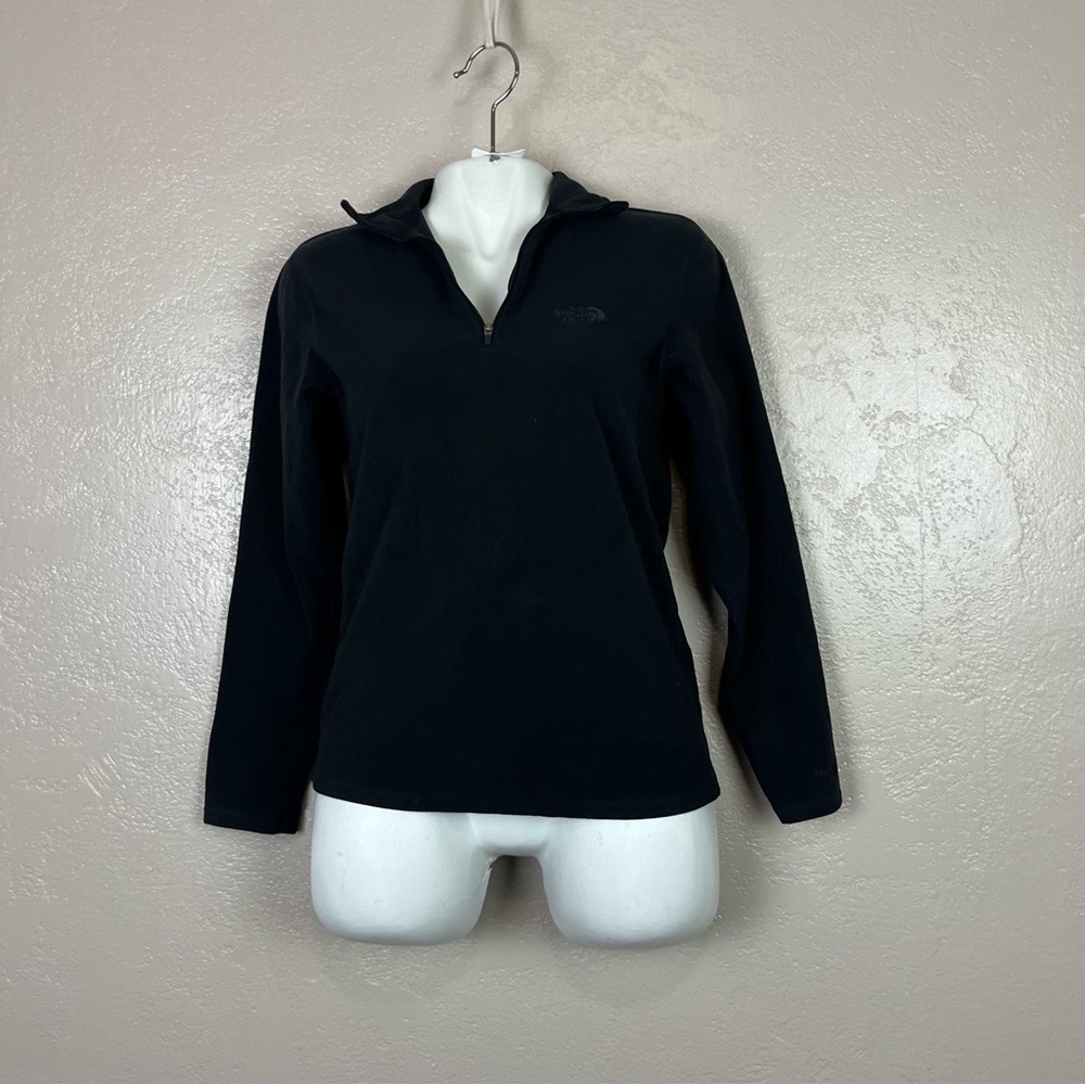 The north face men long‎ sleeve 3/4 zip black sweatshirt size small